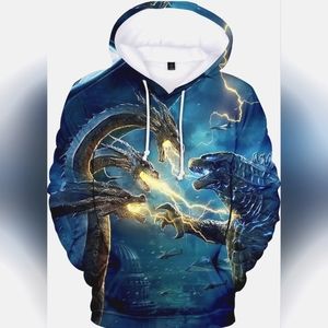 Imilan Mens Novelty Hoodie King of Monsters 3D Printed Hooded Pullover Boys
